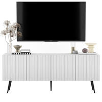 TV-SCHRANK Elpis Weiß Matt mit Metallbeine Glamour 150 cm - Schwarz/Weiß, Holzwerkstoff/Metall (150/60.5/36.5cm) - Meble Lindner