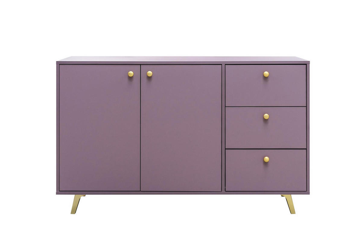 KOMMODE Rainbow Pflaum, Kombikommode mit Schubladen - Pflaume/Goldfarben, Holzwerkstoff (139/86/41cm) - Bettso