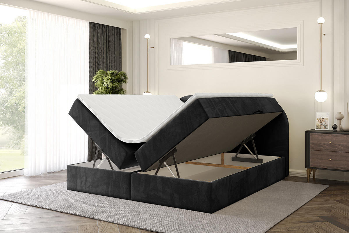 BOXBETT mit Matratze H3 und Lattenrost - NOX - 140x200 - Schwarz Casablanca - Schwarz, Holzwerkstoff/Kunststoff (140/200cm) - ALTDECOR