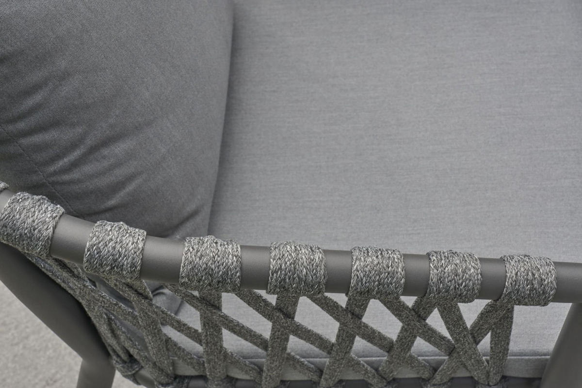 GARTENSTUHL Vienna, Rope, Aluminium, anthrazit - Anthrazit/Grau, Metall (45/80/60cm) - dasmöbelwerk