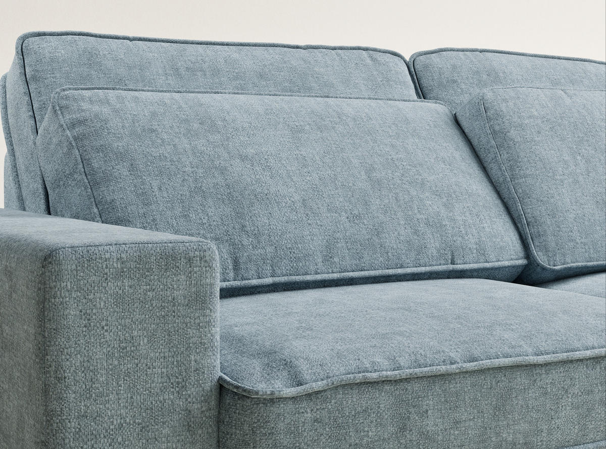 ECKSOFA Kirou Hellblau Chenille-Stoff - Rechts Seite - Schwarz/Hellblau, Holz/Holzwerkstoff (311/225cm) - Maison de Reve