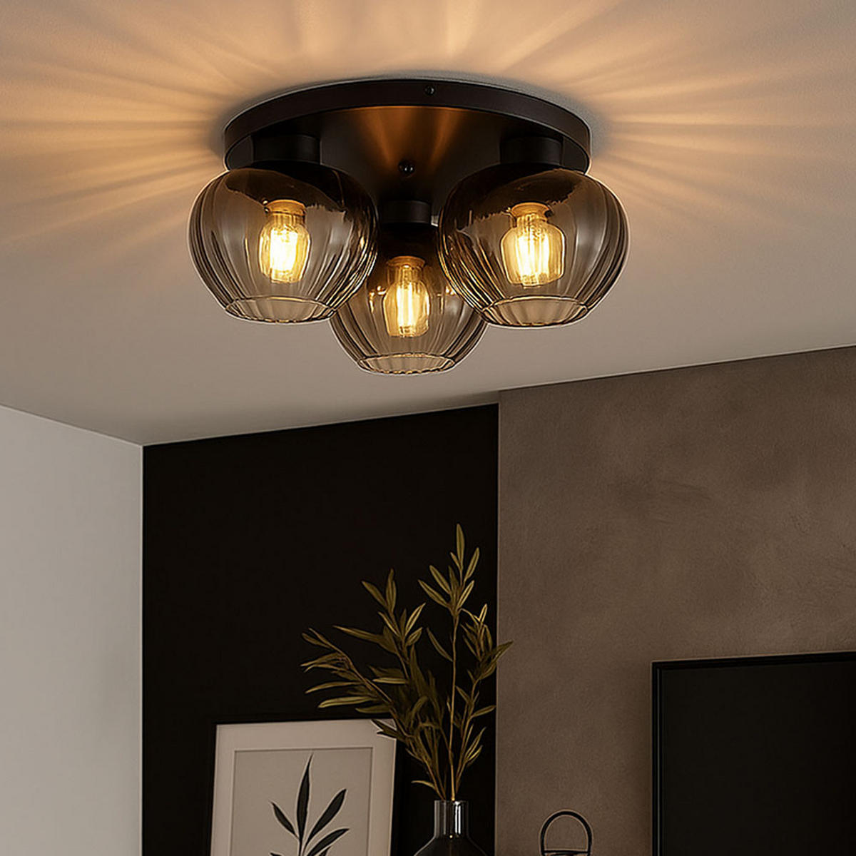 KRONLEUCHTER TOY Schwarz Rauchglas - Schwarz, Glas (45/45/20.5cm) - Nowa