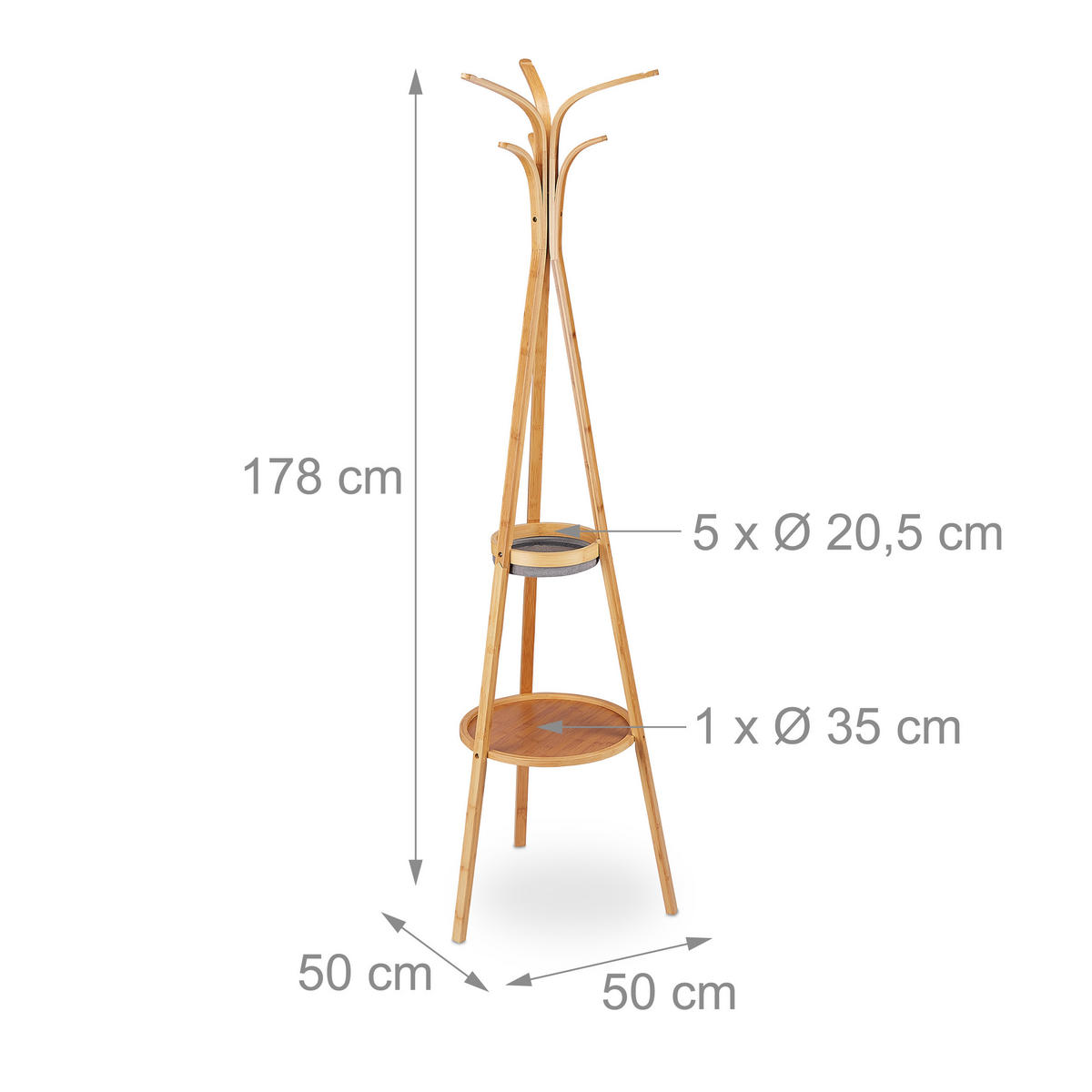 GARDEROBENSTÄNDER - Hellbraun, Holz/Textil (50/178/50cm) - Relaxdays