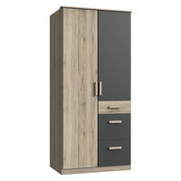 KLEIDERSCHRANK Cariba in Eiche San Remo und Graphit - Drehtürenschrank 2 türig - Braun, Holzwerkstoff (137/199/58cm)