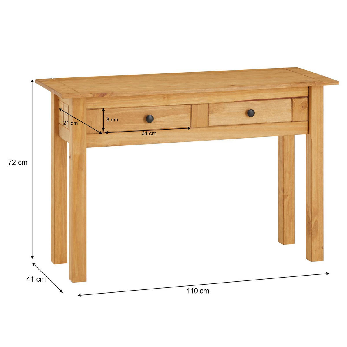 KONSOLENTISCH CANCUN - Kieferfarben, Holz (41/110/72cm) - CARO-Möbel