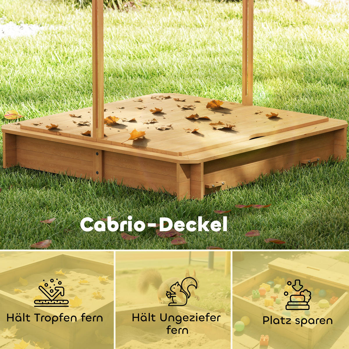 SANDKASTEN aus Tannenholz Polyester Grün Weiß - Hellbraun, Holz (106/106/115cm) - Outsunny