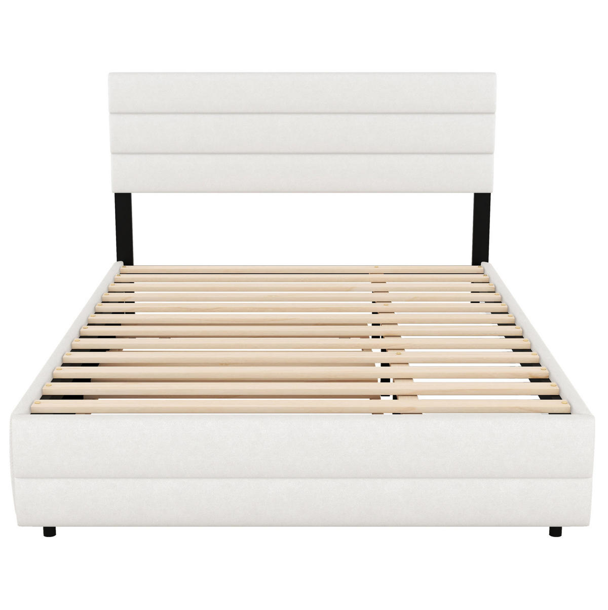 BETT mit Ausziehbett und 2 Schubladen 140x200 cm Beige - Beige, Holz (140/200cm) - Meubliv