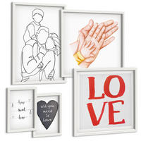 BILDER SET 5er Set - 50x50 cm & 20x30 cm & 40x60 cm Weißer Rahmen - Weltraum-Astronauten-Sterne - Weiß, Kunststoff (40/60cm) - TULUP