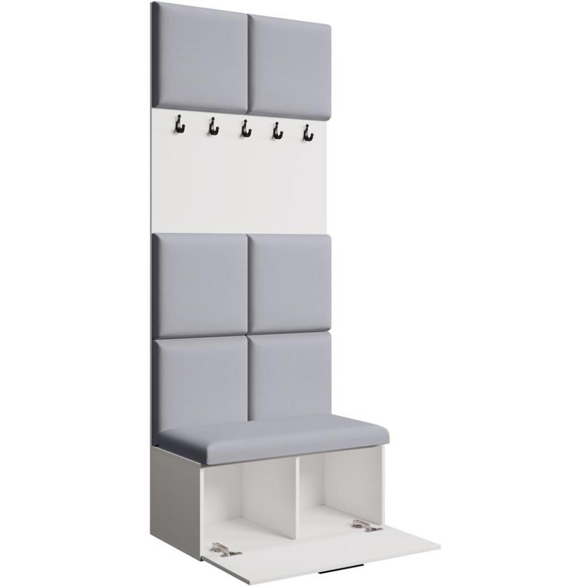 GARDEROBE Margaret I 81/203/43 gepolsterten Paneelen - Schwarz/Weiß, Holzwerkstoff/Kunststoff (81/203/43cm) - Beautysofa