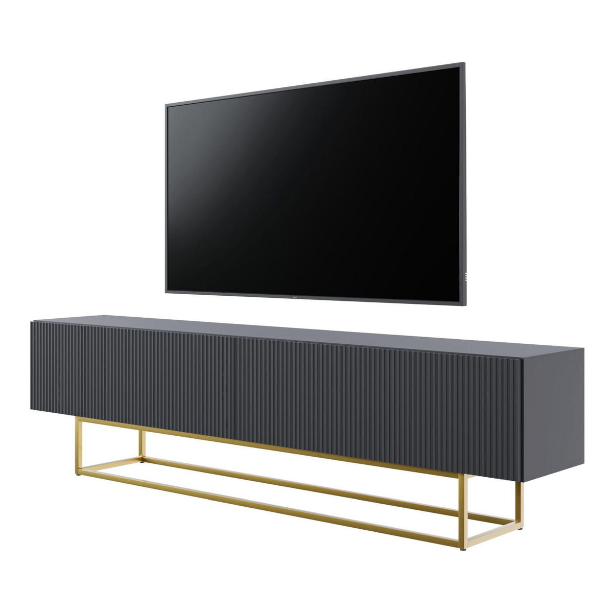 TV-SCHRANK Veldio Schwarz Gold 175 cm - Goldfarben/Schwarz, Holzwerkstoff/Metall (175/46.5/31.6cm) - Selsey