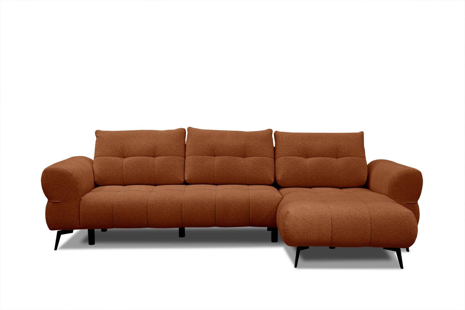 ECKSOFA SALVINI 4-Sitzer, dunkelorange - Dunkelorange/Schwarz, Holzwerkstoff/Textil (292/158cm) - Courtois Laville