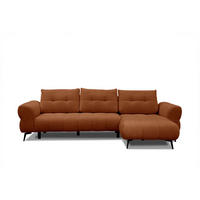 ECKSOFA SALVINI 4-Sitzer, dunkelorange - Dunkelorange/Schwarz, Holzwerkstoff/Textil (292/158cm) - Courtois Laville