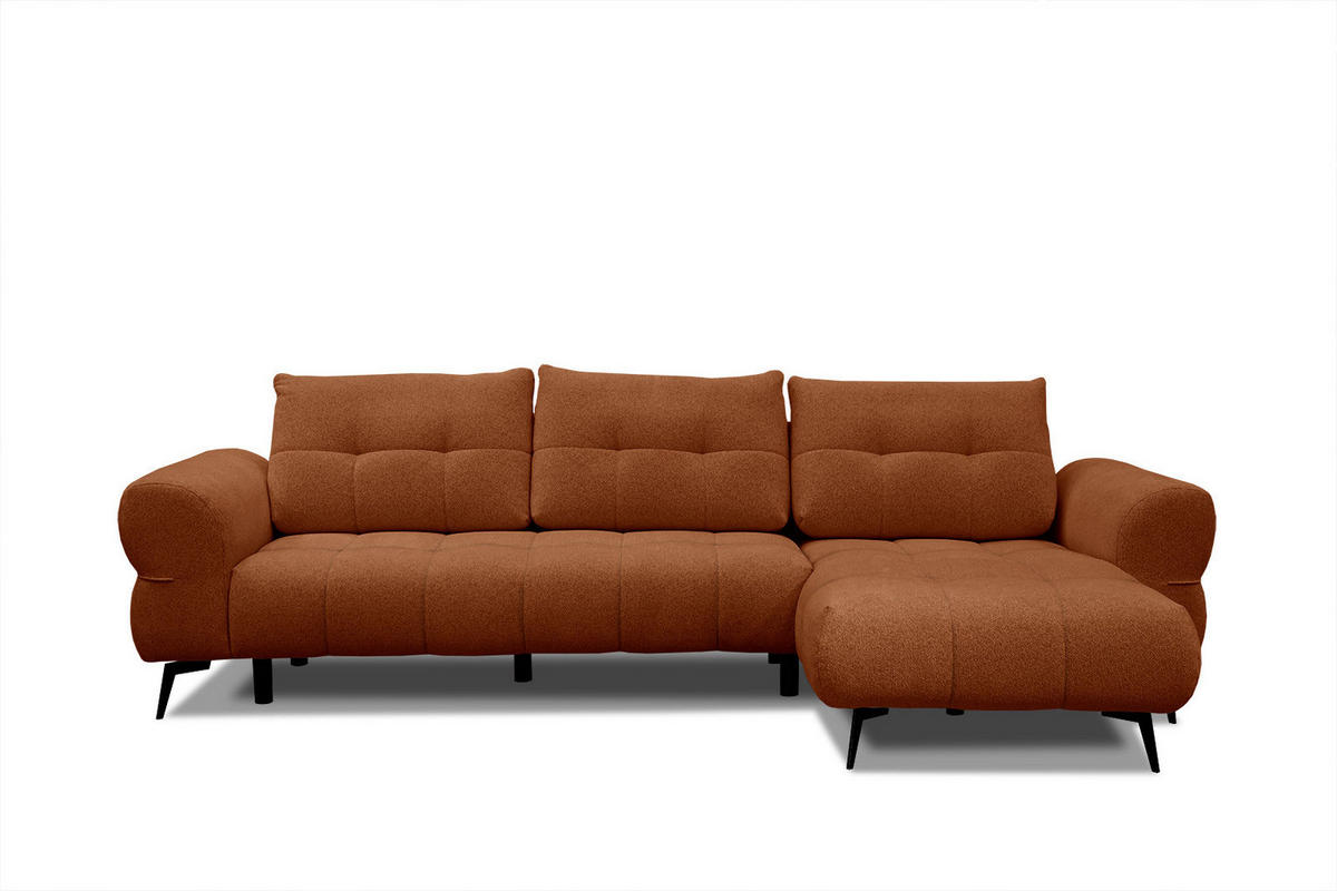 ECKSOFA SALVINI 4-Sitzer, dunkelorange - Dunkelorange/Schwarz, Holzwerkstoff/Textil (292/158cm) - Courtois Laville