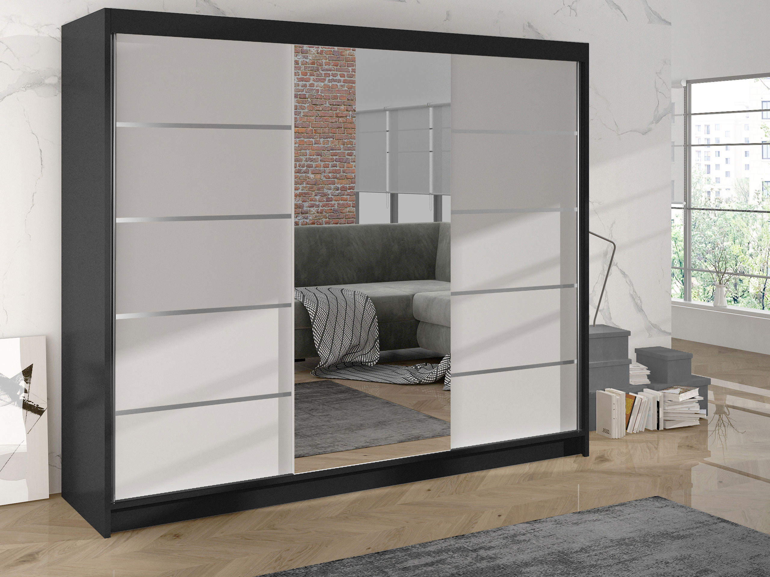 SCHWEBETÜRENSCHRANK Derby VI - Multicolor, Holzwerkstoff/Metall (200/215/58cm) - MIRJAN24