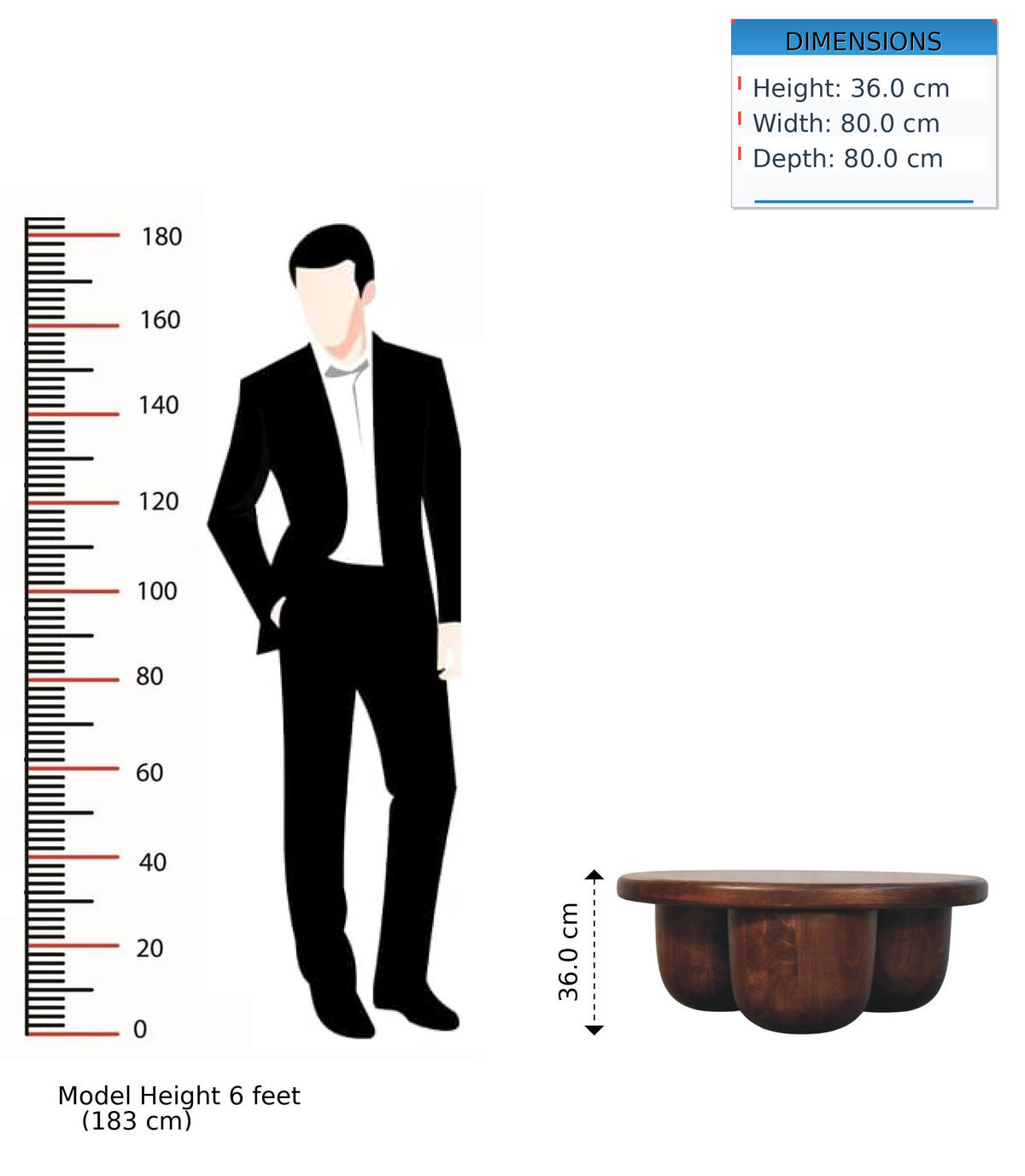 COUCHTISCH mit Wine-Wood-Oak-Finish, abgerundete säulenartige Beine, dunkelbraun - Dunkelbraun, Holz (80/80/36cm) - Artisan Furniture