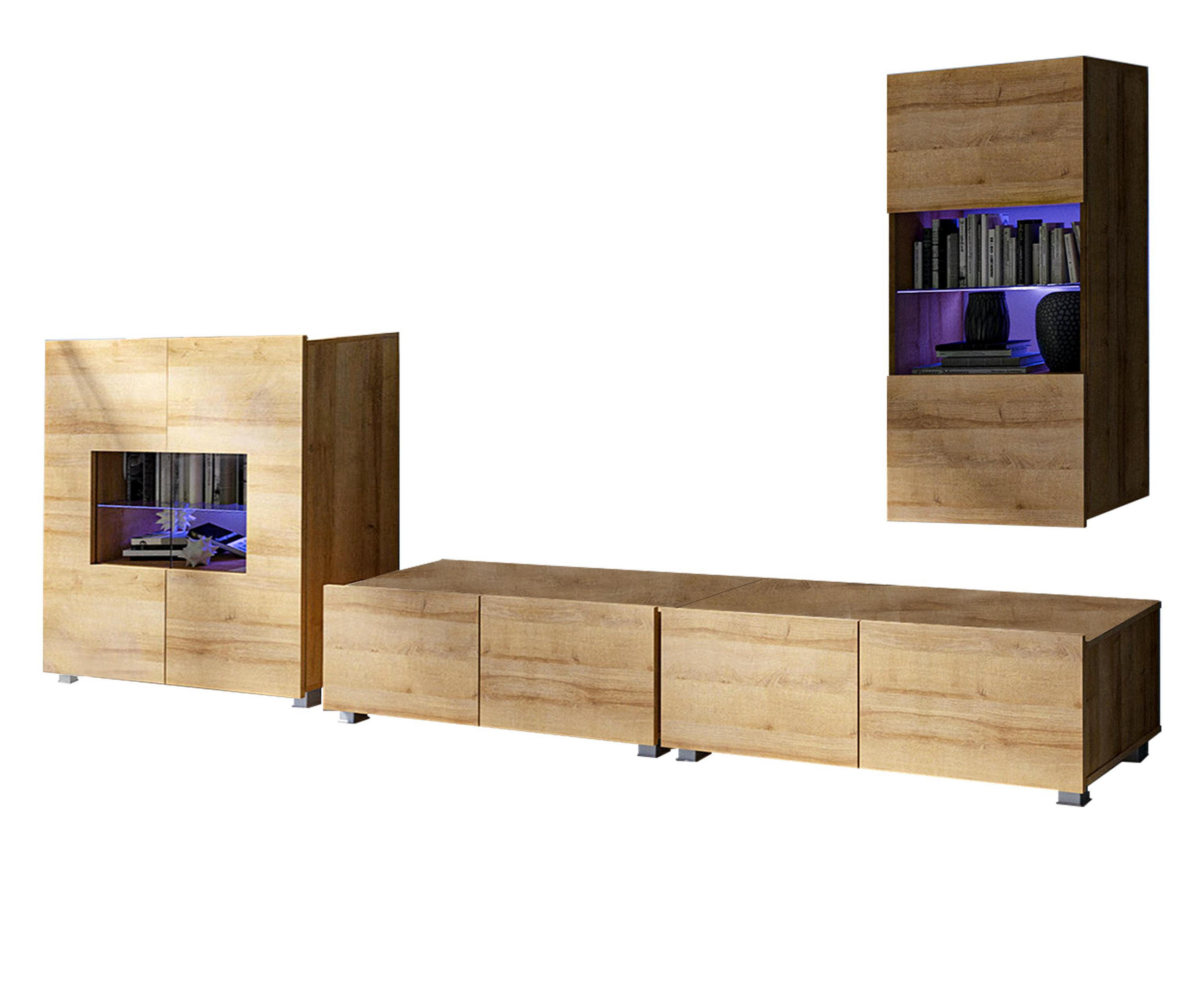 AX Living Wohnwand Hellbraun 300x155x43 cm