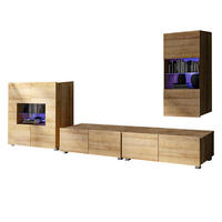 WOHNWAND Kossana 17 Modern Goldene Eiche 300/155/43 cm Stauraumwunder - Hellbraun, Holzwerkstoff/Kunststoff (300/155/43cm) - AX Living