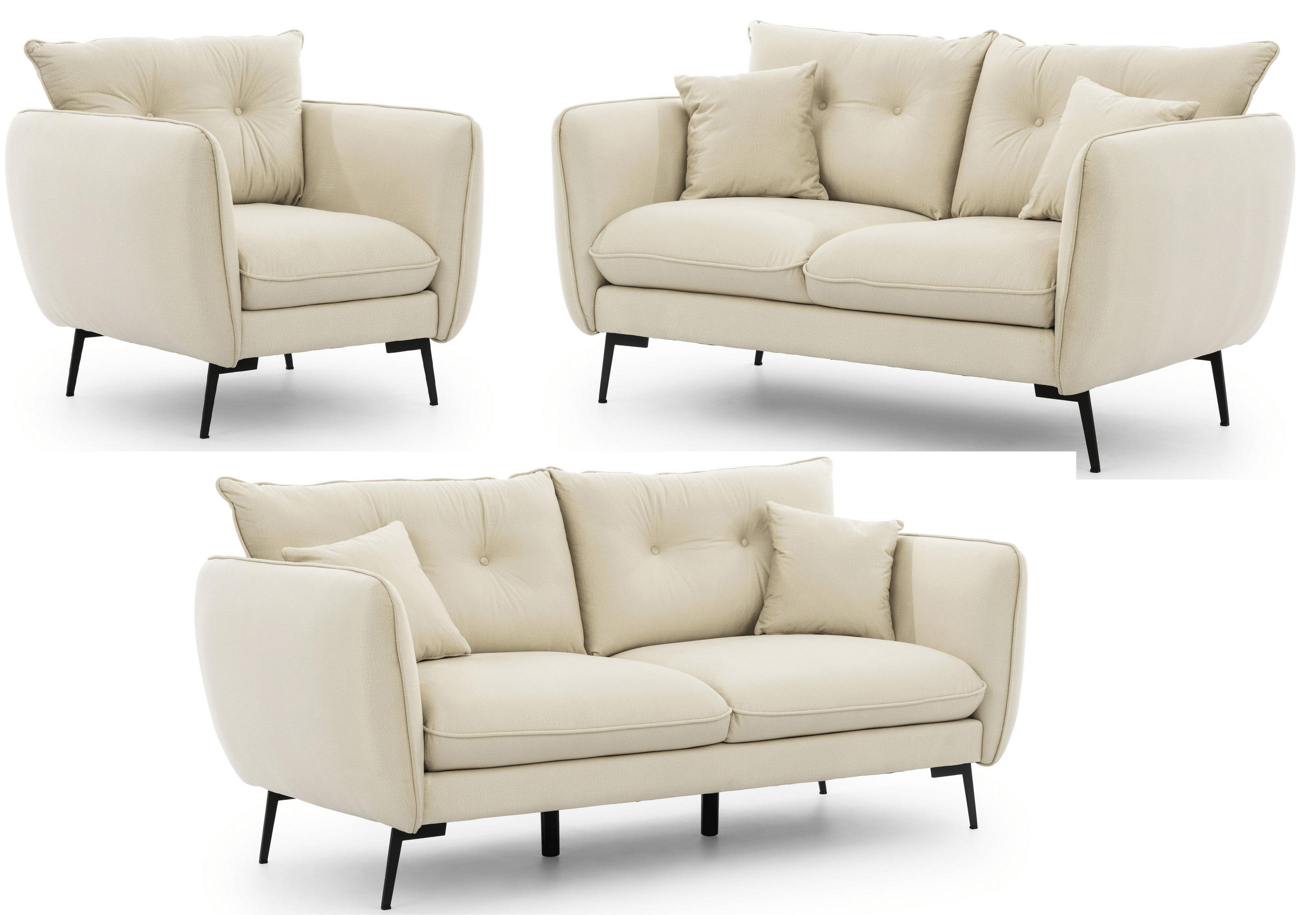 S-Style Sitzgarnitur Beige 204x86x100 cm