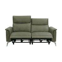 2-SITZER Sofa Borea Echtleder mit 2 x Relaxfunktion Olivgrün - Olivgrün, Leder/Metall (176/102/98cm)