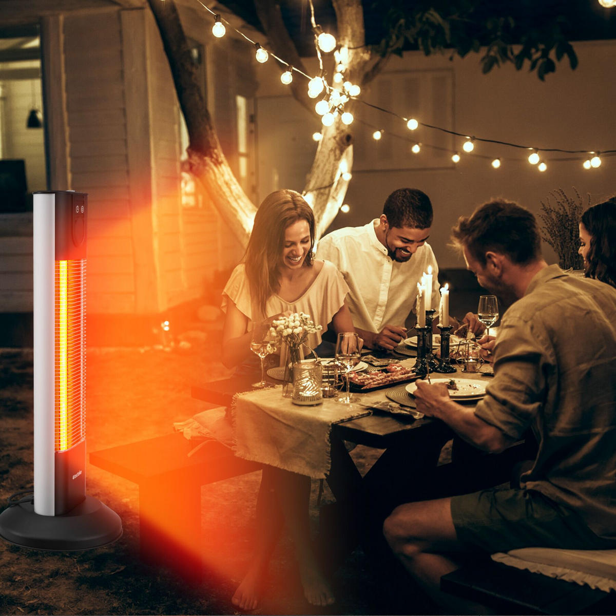 INFRAROTHEIZSTRAHLER Solaris Terra,29 x 29 x 76,5 cm,schwarz - Schwarz, Metall (29/76.5/29cm) - tectake