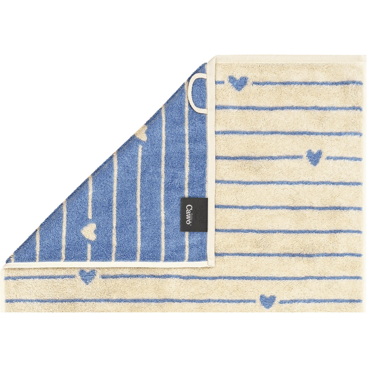 HANDTUCH HEART BEATS LINES & HEARTS 6276 CAPRI - 31 - Blau, Textil (50/100cm) - Cawoe