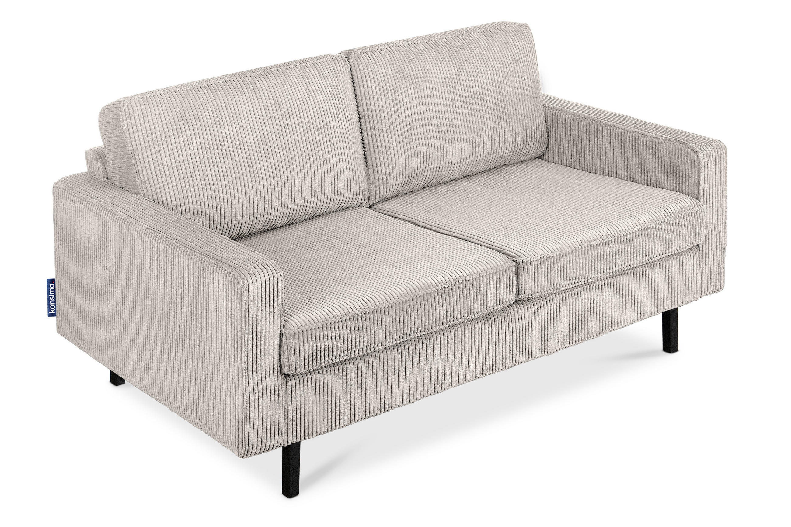 2-SITZER-SOFA INVIA Klassische-Stil mit Armlehnen, Feinkord-Stoff, Creme - Creme/Schwarz, Textil (164/87/98cm) - KONSIMO®
