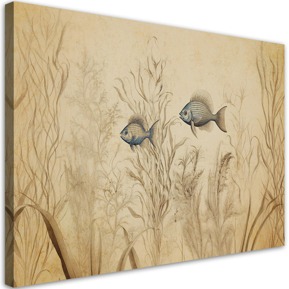 WANDBILD fische im boho stil beige - Beige, Textil (60/40cm) - Feeby