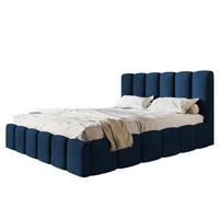 BETT 90x200 - Polsterbett mit Bettkasten und Holzrahmen - Modern Betten - Glatter Kronos-Stoff- Kollektion Lucy - Blau - Blau, Holz/Textil (90/200cm) - Alpi-Möbel