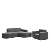 SOFASET Palma Ecksofa Sessel Opera - Anthrazit, Holzwerkstoff/Textil (236/78/165cm) - Fun Möbel