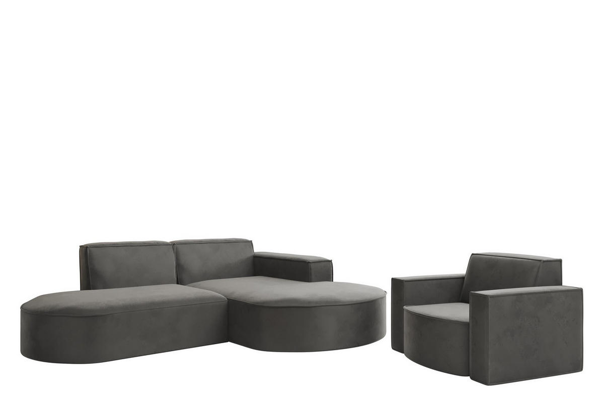 SOFASET Palma Ecksofa Sessel Opera - Anthrazit, Holzwerkstoff/Textil (236/78/165cm) - Fun Möbel
