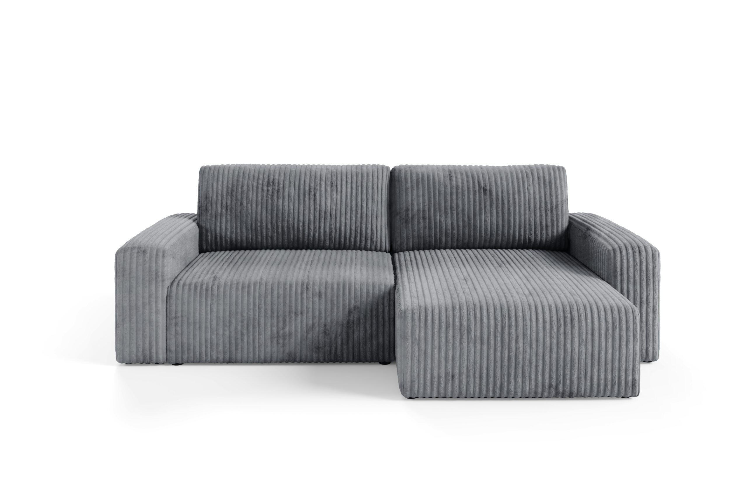 ECKSOFA mit Schlaffunktion Cord Grau - Grau, Textil (252/149cm) - Furnisell