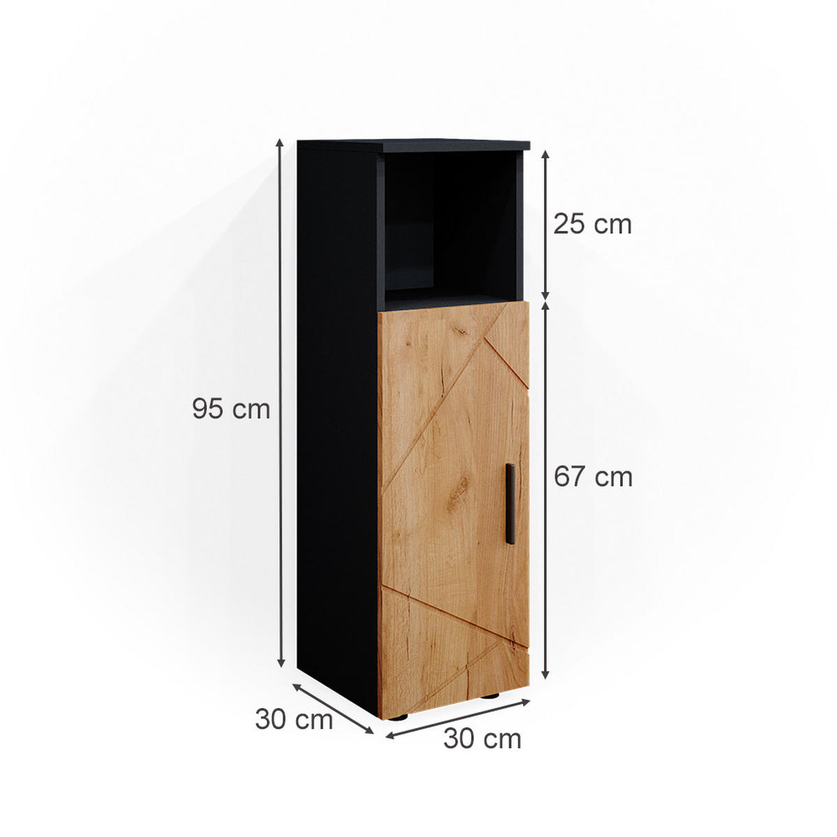MIDISCHRANK Irma Goldkraft Eiche 30 x 95 cm - Anthrazit/Eiche Wotan, Holzwerkstoff (30/95/30cm) - Vicco