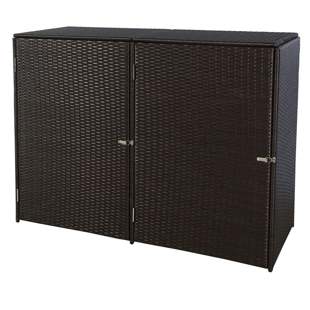 MÜLLTONNENBOX 2er HxBxT 176x130x131cm Poly-Rattan 2x120l Braun - Braun, Kunststoff (130/176/131cm) - PROREGAL