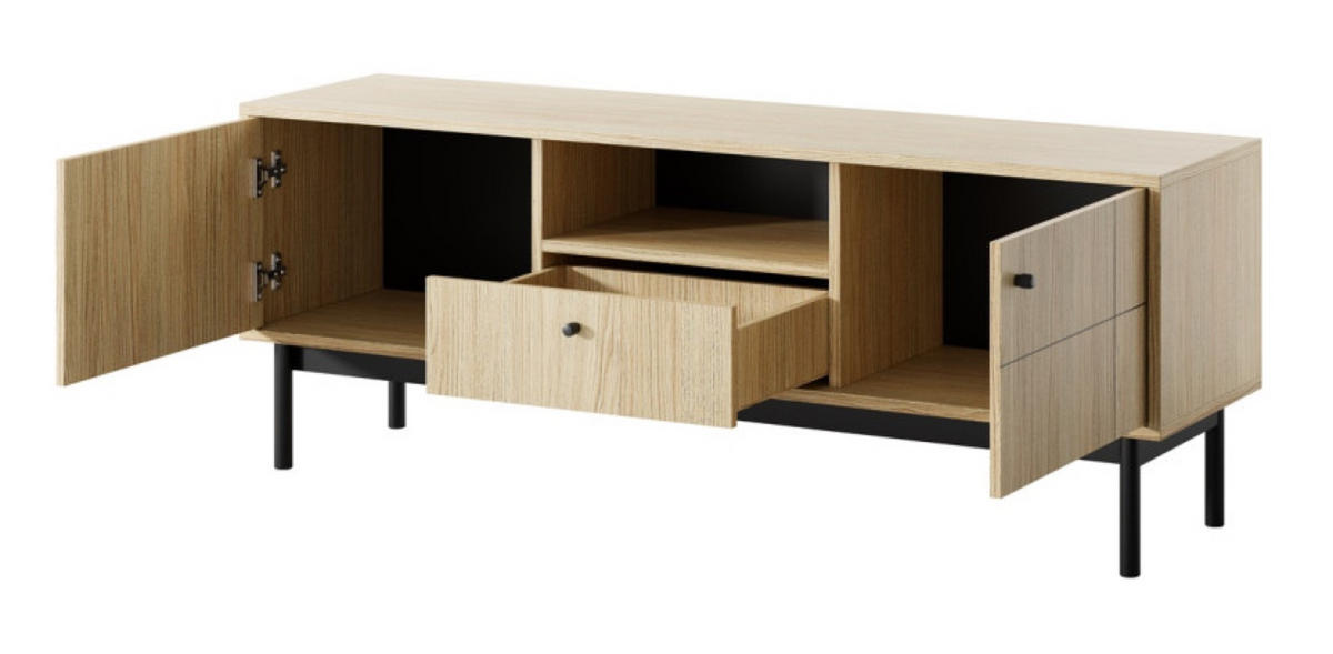 SCHRANK Eiche Linea TV-Schrank - Multicolor, Holzwerkstoff (153.4/56.5/39cm) - Sepro Meble