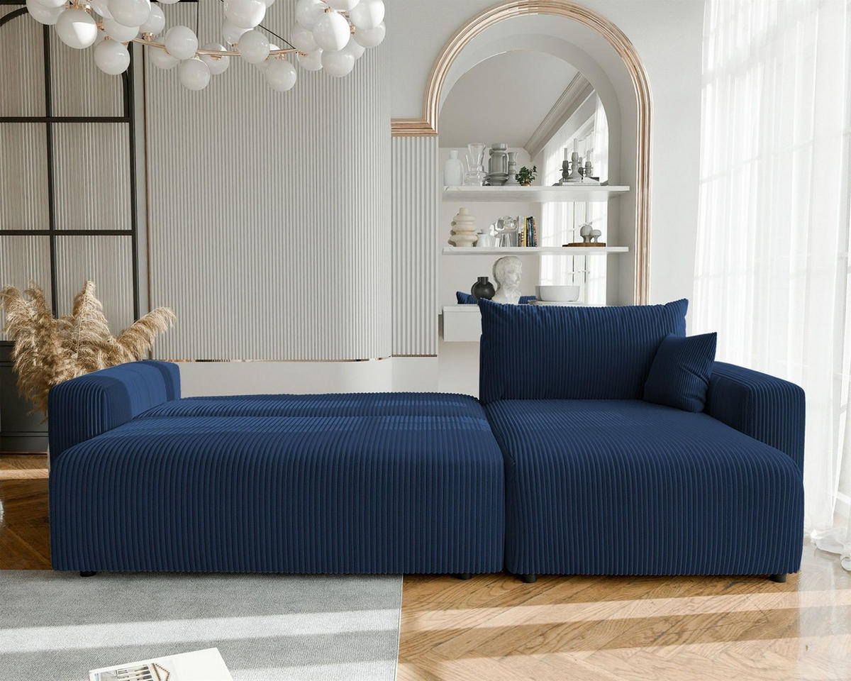 ECKSOFA Luna Max Mit Schlaffunktion - Blau, Holzwerkstoff/Textil (145/278cm) - Fun Möbel
