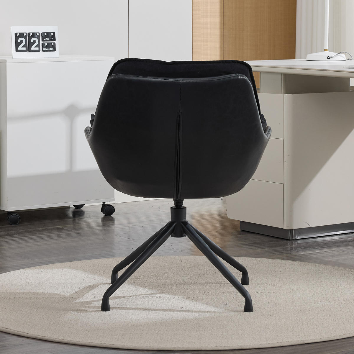 STUHL Kunstleder mit 360°-Drehfunktion, DE-42311, Schwarz - Schwarz, Metall (66/80/67.5cm) - ComfortXL