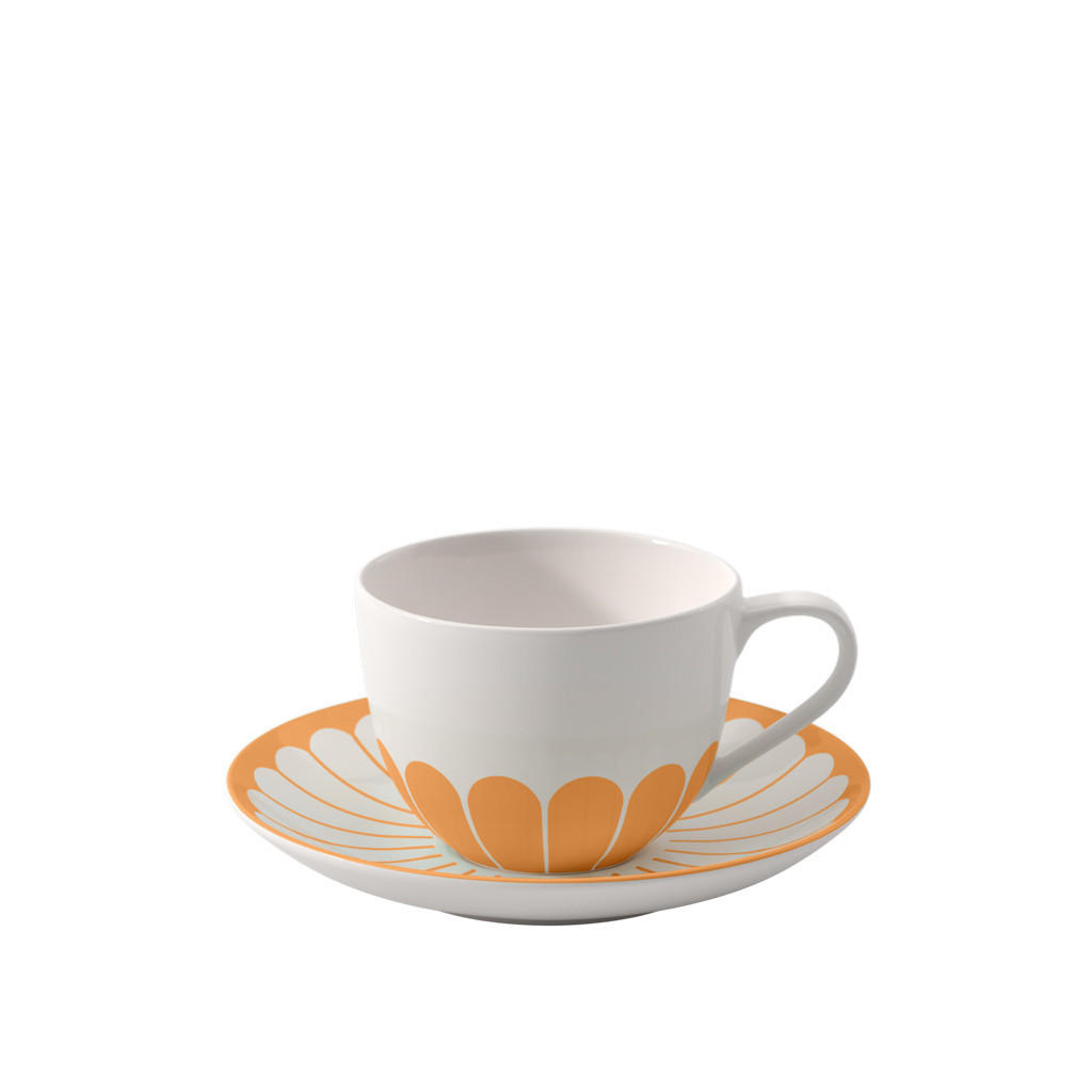 KAFFEETASSE MIT UNTERTASSE Fleur Couleur Soleil 160 ml - Gelb, Keramik (0.16L) - Villeroy & Boch