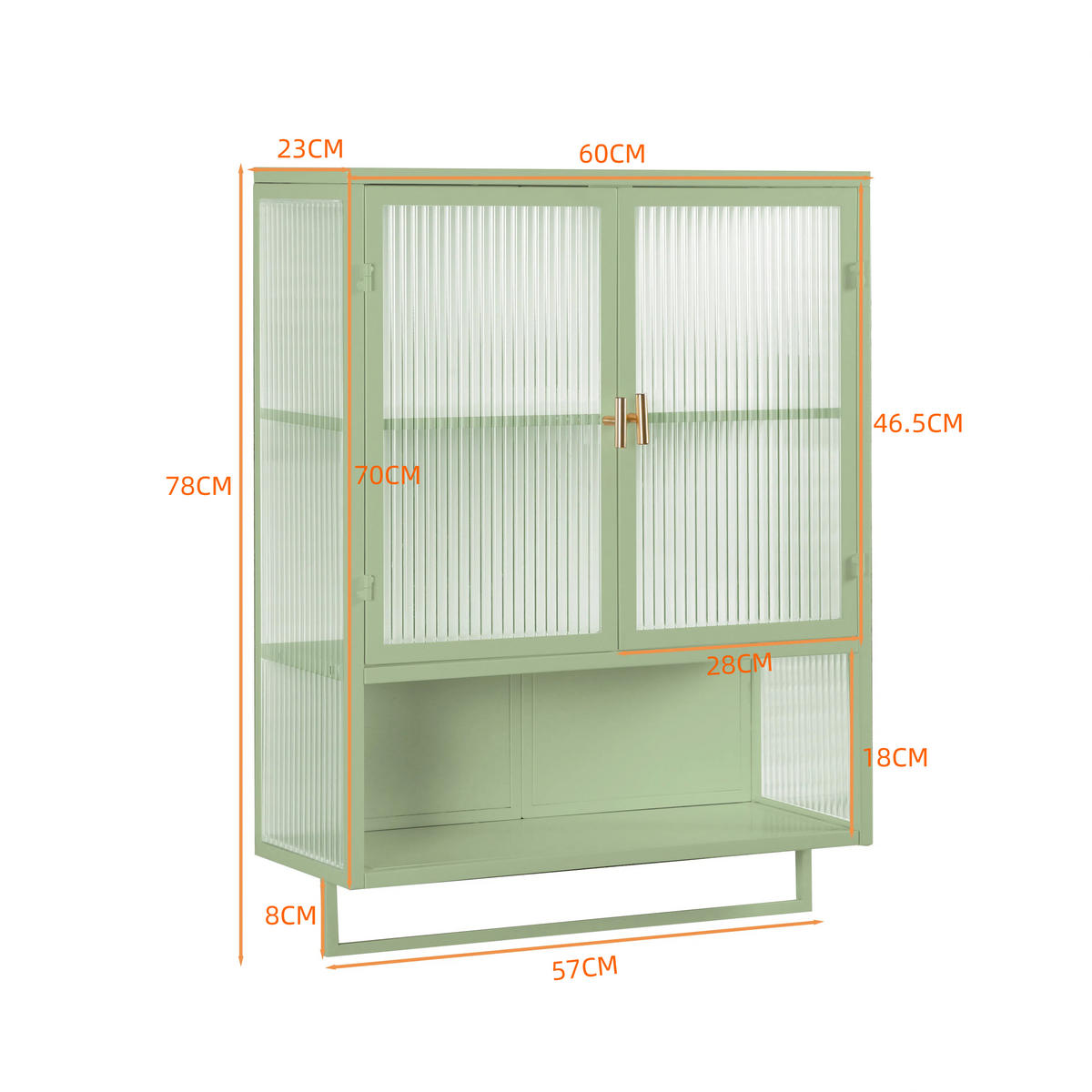 KÜCHENOBERSCHRANK 60/23/78 cm mit Glasfront in Grün und 2 Türen - Grün, Glas (60/78/23cm) - BEAOK