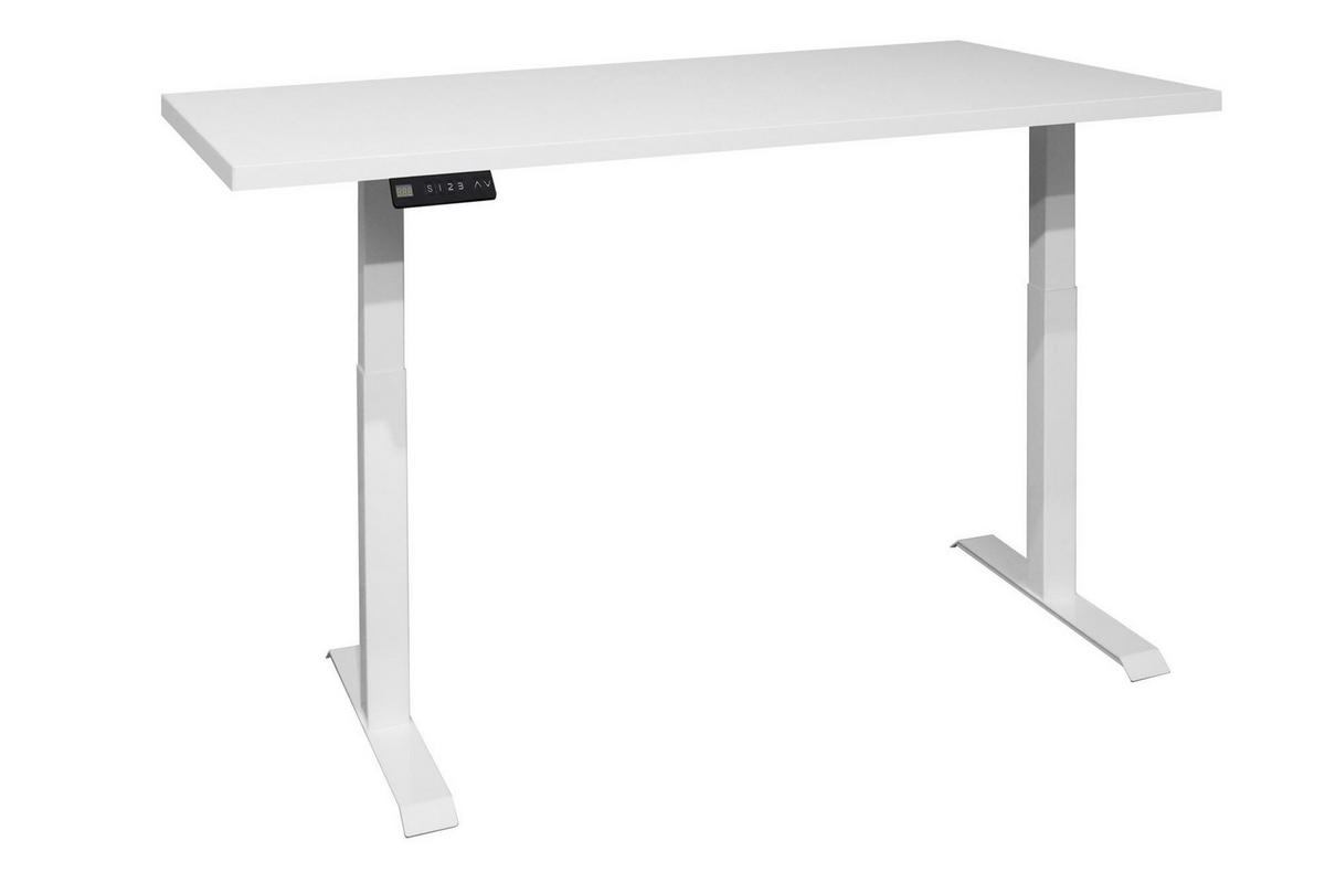 SCHREIBTISCH höhenverstellbar elektrisch Edithe 200x100 weiß/weiß matt lack - Weiß, Holz (200/90/74cm) - 58aufmkessel