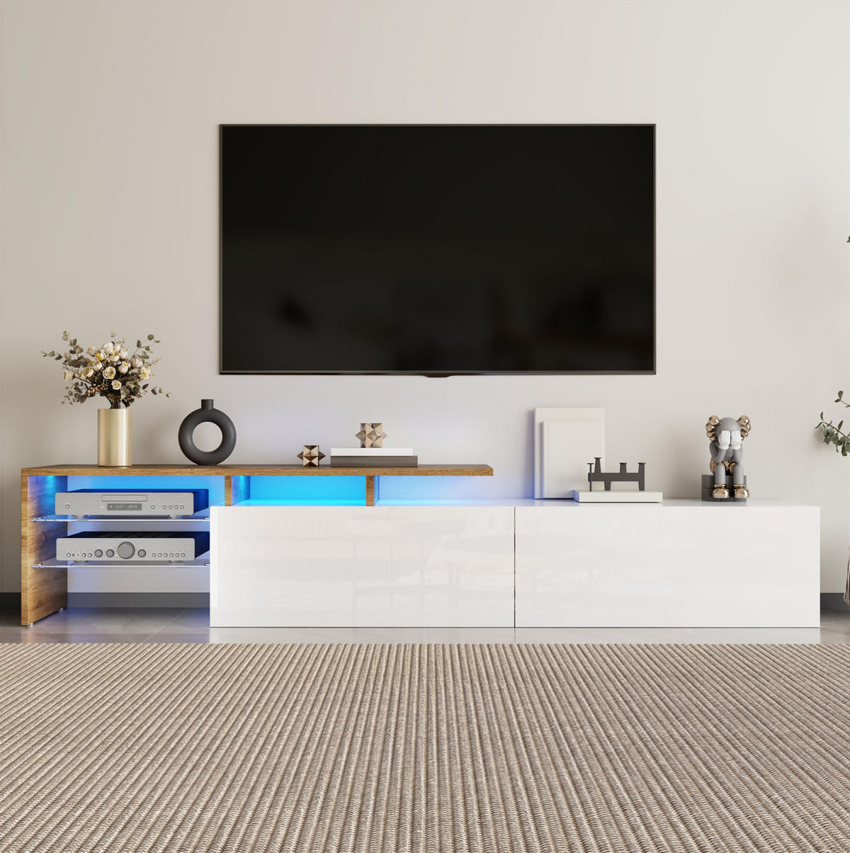 TV-ELEMENT mit LED 170 x 33 x 33,5 cm Weiß Holzoptik - Weiß, Holzwerkstoff (33/33.5/170cm) - Beauniv