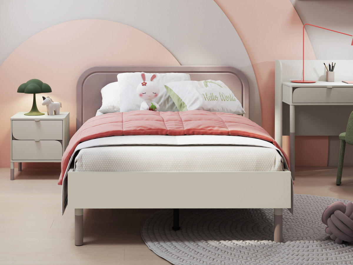 JUGENDBETT Harmony 120 HR09 - Kaschmir/Trüffeleichefarben, Holzwerkstoff/Metall (120/200cm) - MIRJAN24