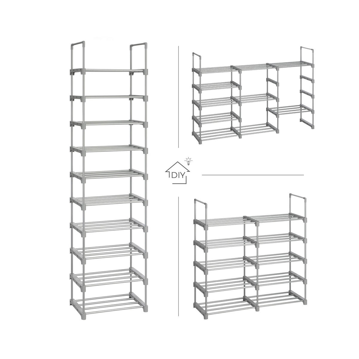 SCHUHREGAL - Grau, Metall (30/174/45cm) - Hansiro