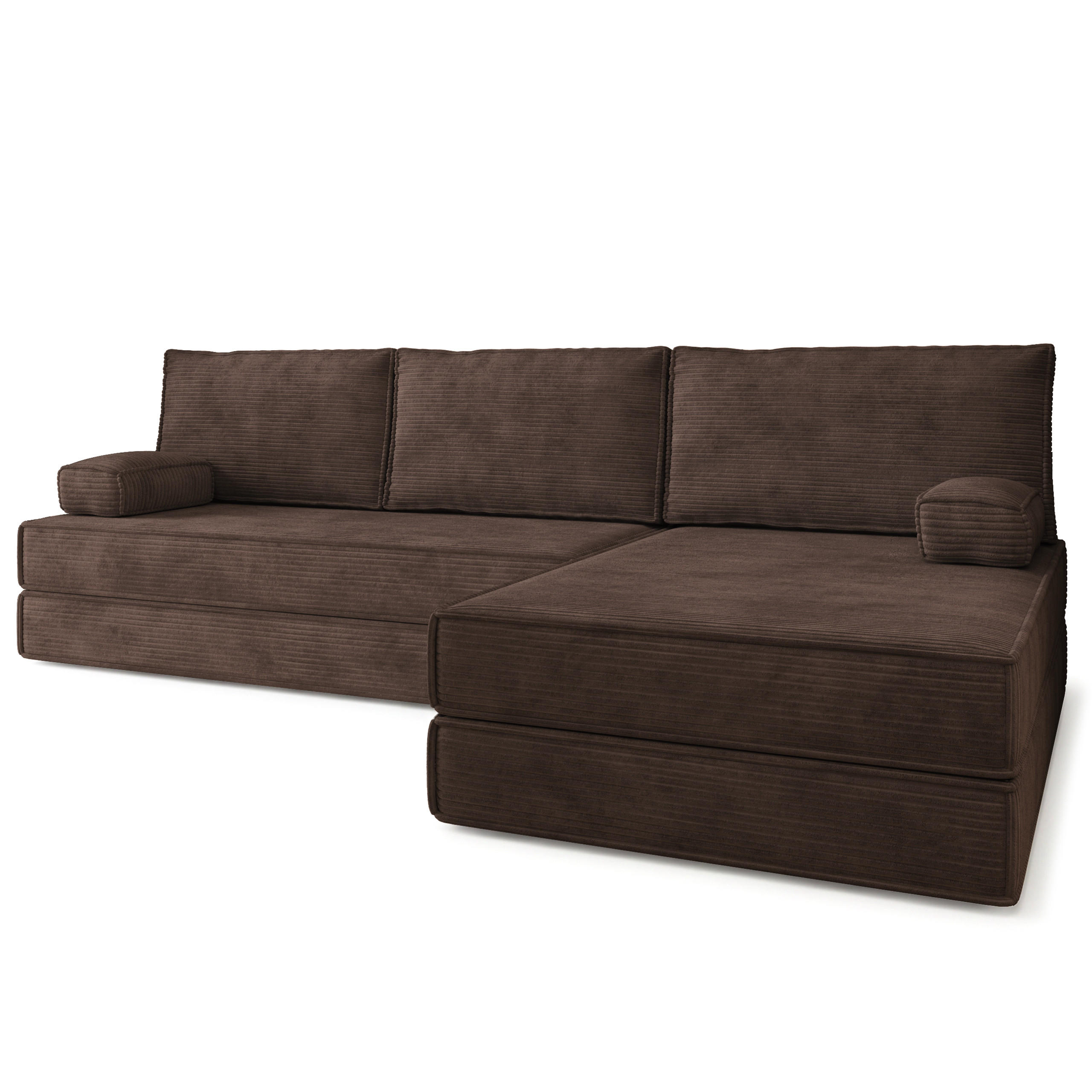 ECKSOFA ANKO modulares Boneless Sofa mit Schlaffunktion Braun Kordstoff - Braun, Textil (270/160cm) - MASSENO
