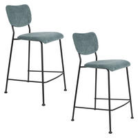 BARHOCKER Benson Rückenlehne 64,5 cm Grau/ Blau - 2 er Set - Grau, Textil (46/92/53.5cm) - Zuiver