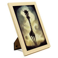 POSTER Set mit 4 Vierbeiner Tier im T Burton Goth Stil A4 Rahmen aus hellem Holz - Beige, Papier (29.7/3cm) - Nacnic