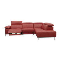 ECKSOFA Linus Echtleder mit 1 x Relaxfunktion Rot - Rot, Leder/Metall (262/220cm)