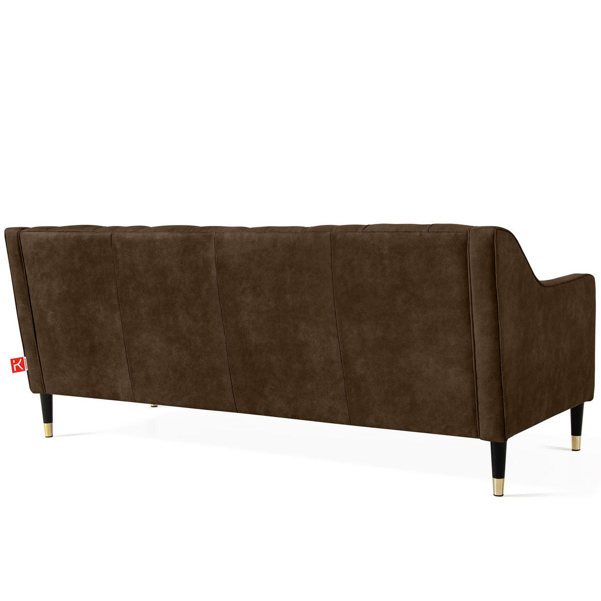 3-SITZER-SOFA NOMUS Velours, gesteppt, Dunkelbraun - Wengefarben/Dunkelbraun, Holz/Holzwerkstoff (192/78/80cm) - KONSIMO®