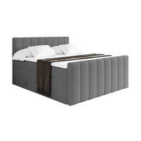BOXSPRINGOVÁ POSTEL s matrací H3/H4 - OTTA-Z KING - 160x200 cm Šedá - šedobéžová, kompozitní dřevo (160/200cm) - ALTDECOR