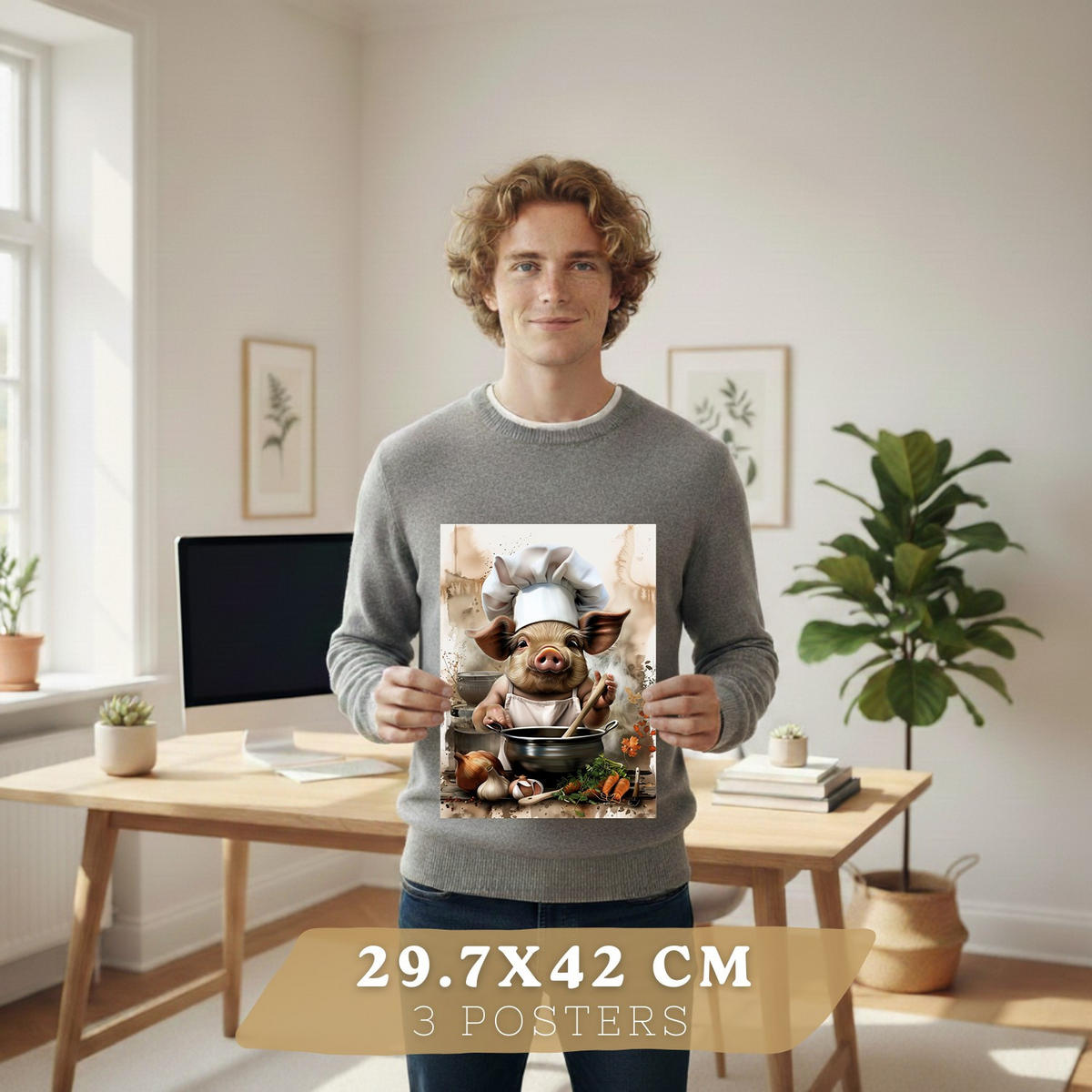 PLAKAT Sada 3 Dorty A3 Bílý rám - bílá, papír (29.7/1/42cm) - Nacnic
