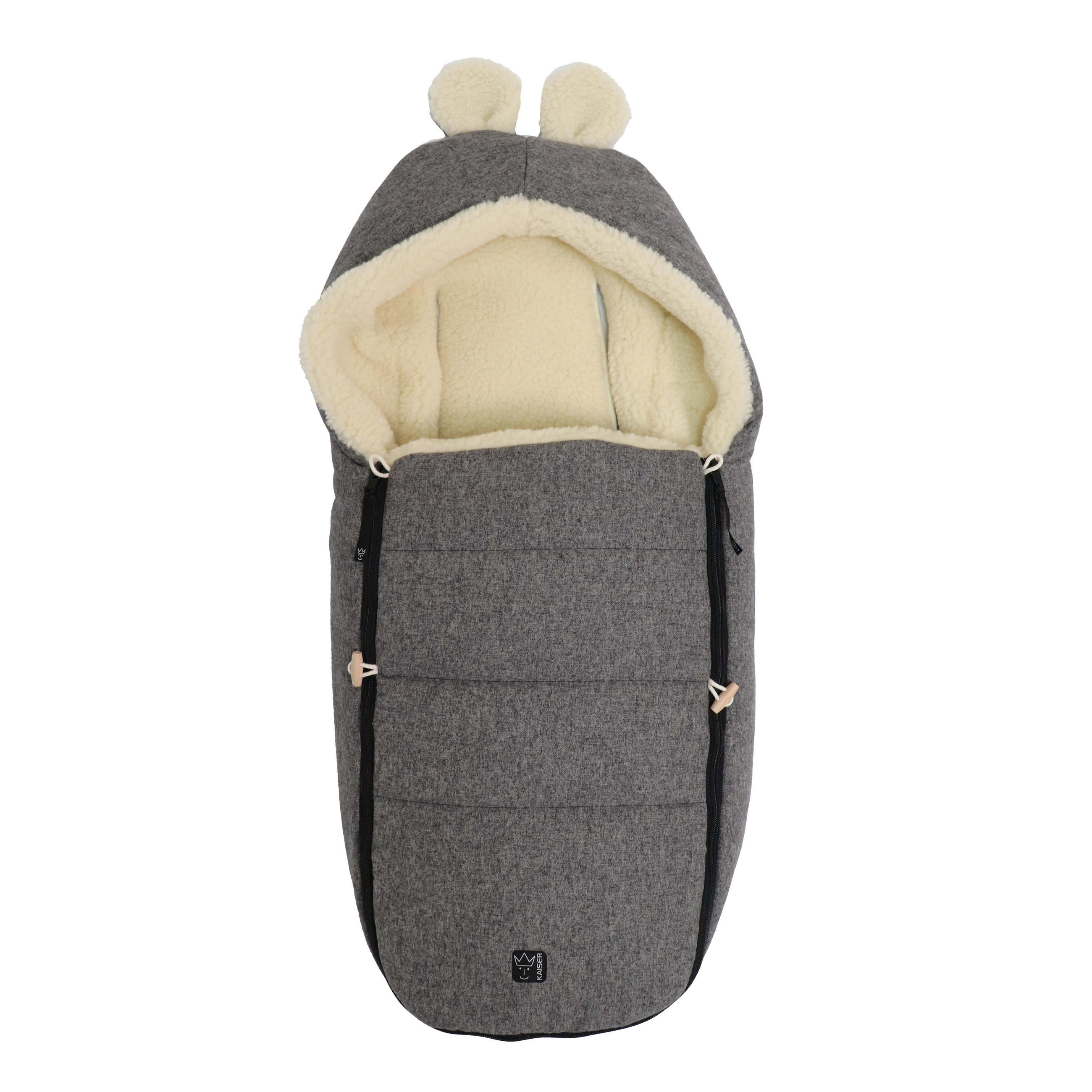 BABYSCHALENFUSSSACK Hoody Maus Wool, sleet grey - Hellgrau, Naturmaterialien (40/12/84cm) - Kaiserbaby